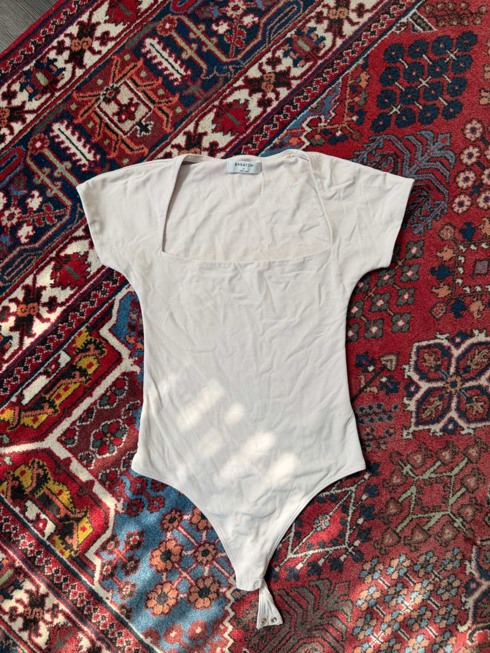 Aritzia Barton Contour cream cap sleeve body suit
